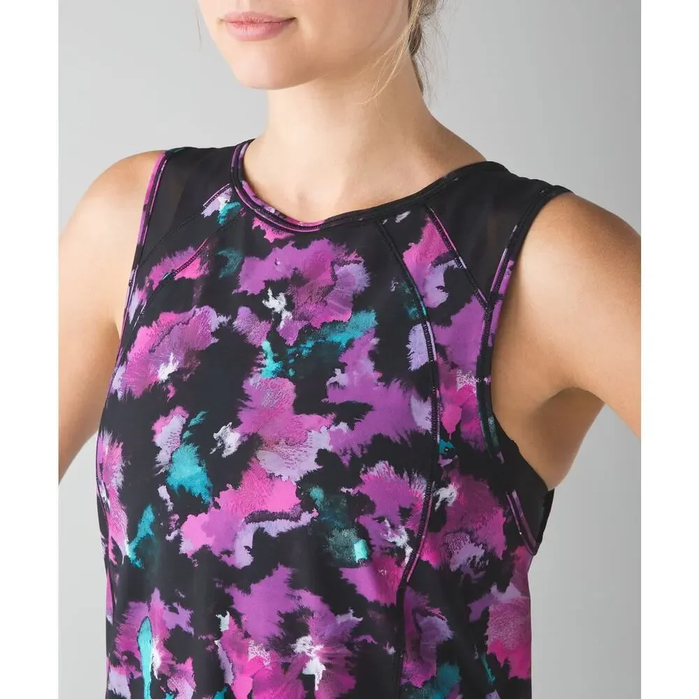LULULEMON Sculpt Tank Size 4 Midnight Bloom Black Deep Fuschia / Black - Picture 2 of 6